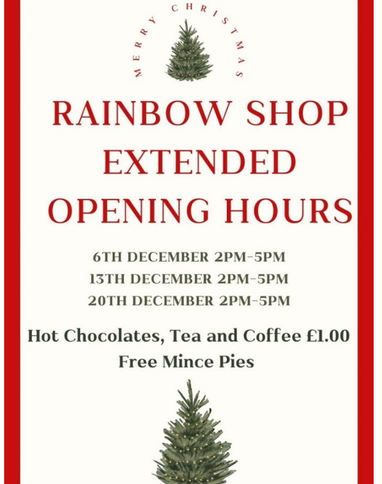 Join us at Rainbow Shop for extended shopping hours this holiday season